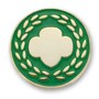 Green Circular Pin with a Trefoil