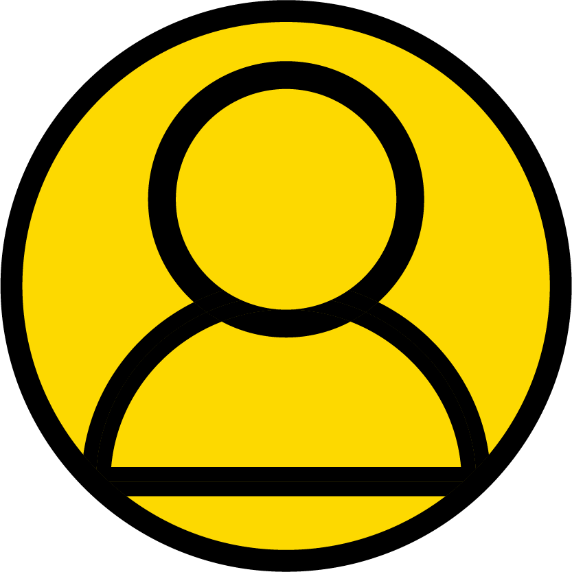 Yellow circle with icon of person's upper half outline