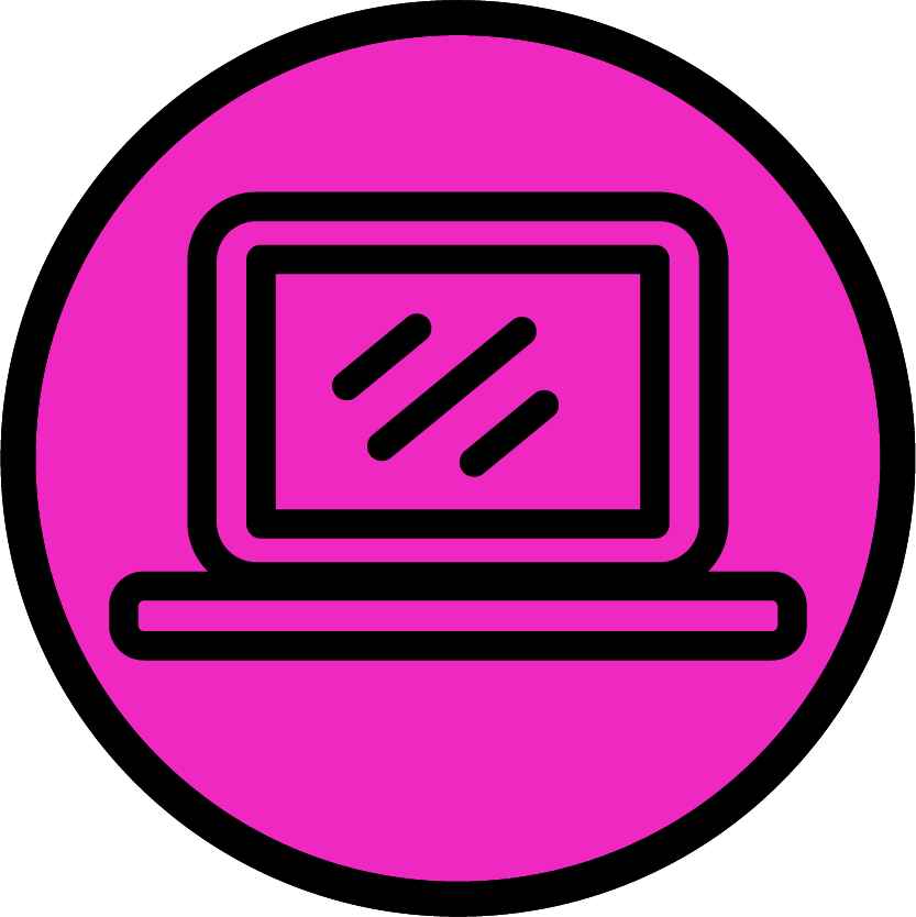 Laptop icon in bright pink circle