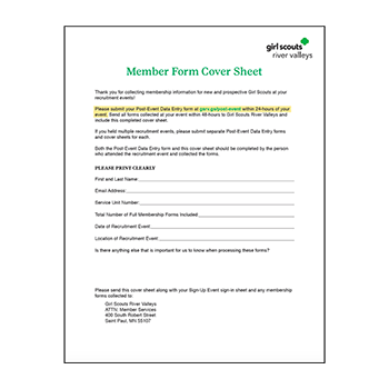 Member Form Cover Sheet
