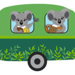 Koalas carrying cookies in a camper