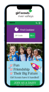 Purple Cookie Finder Search Bar on GirlScoutsRV.org