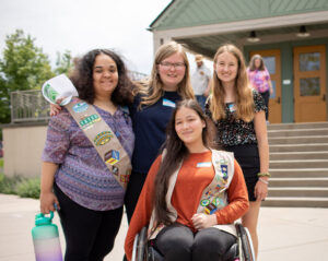 Girl Scouts outside the 2023 Highest Awards Ceremony in Chaska